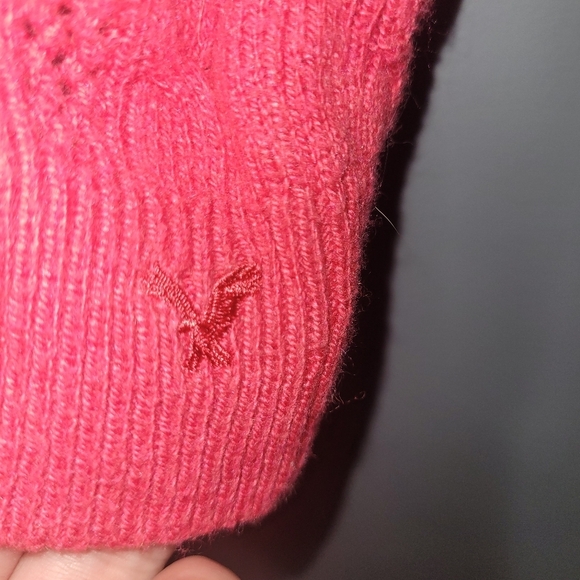 American Eagle Red Cropped Raglan Sleeve Knit Top S - Picture 3 of 6